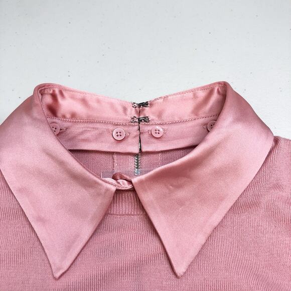 Alice + Olivia Porla Stretch Wool Collared Sweater In Rose Tea Size L NWT - Picture 7 of 11